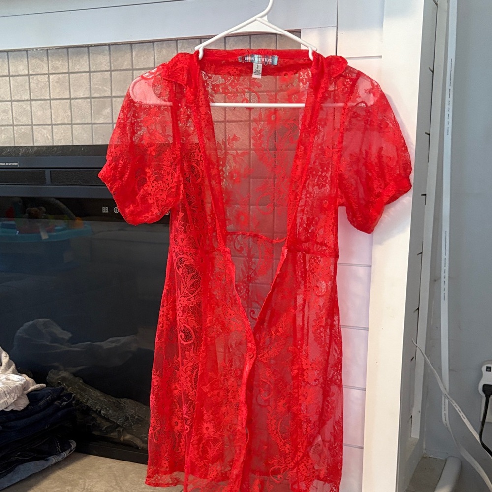 Urban Outfitters Scarlet Sheer Lace Robe
